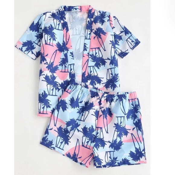 SHEIN Other - NEW Shein Boys SIZE 150 (11-12 YEARS) Palm Tree Print Beach Swimsuit with Top